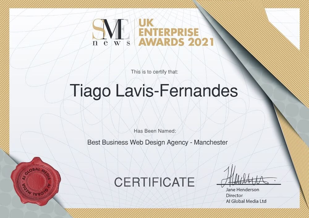 award best web design agency 2021 manchester